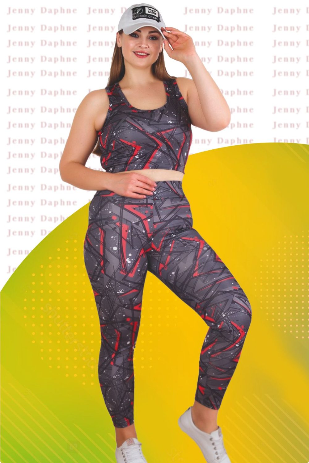 Lady Büyük Beden Fitness Tayt Crop Sporcu Takımı 1508