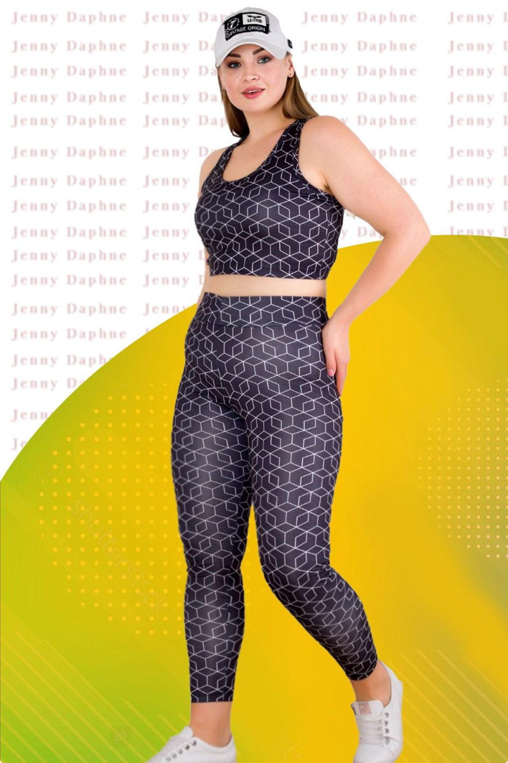 Lady Büyük Beden Fitness Tayt Crop Sporcu Takımı 1509