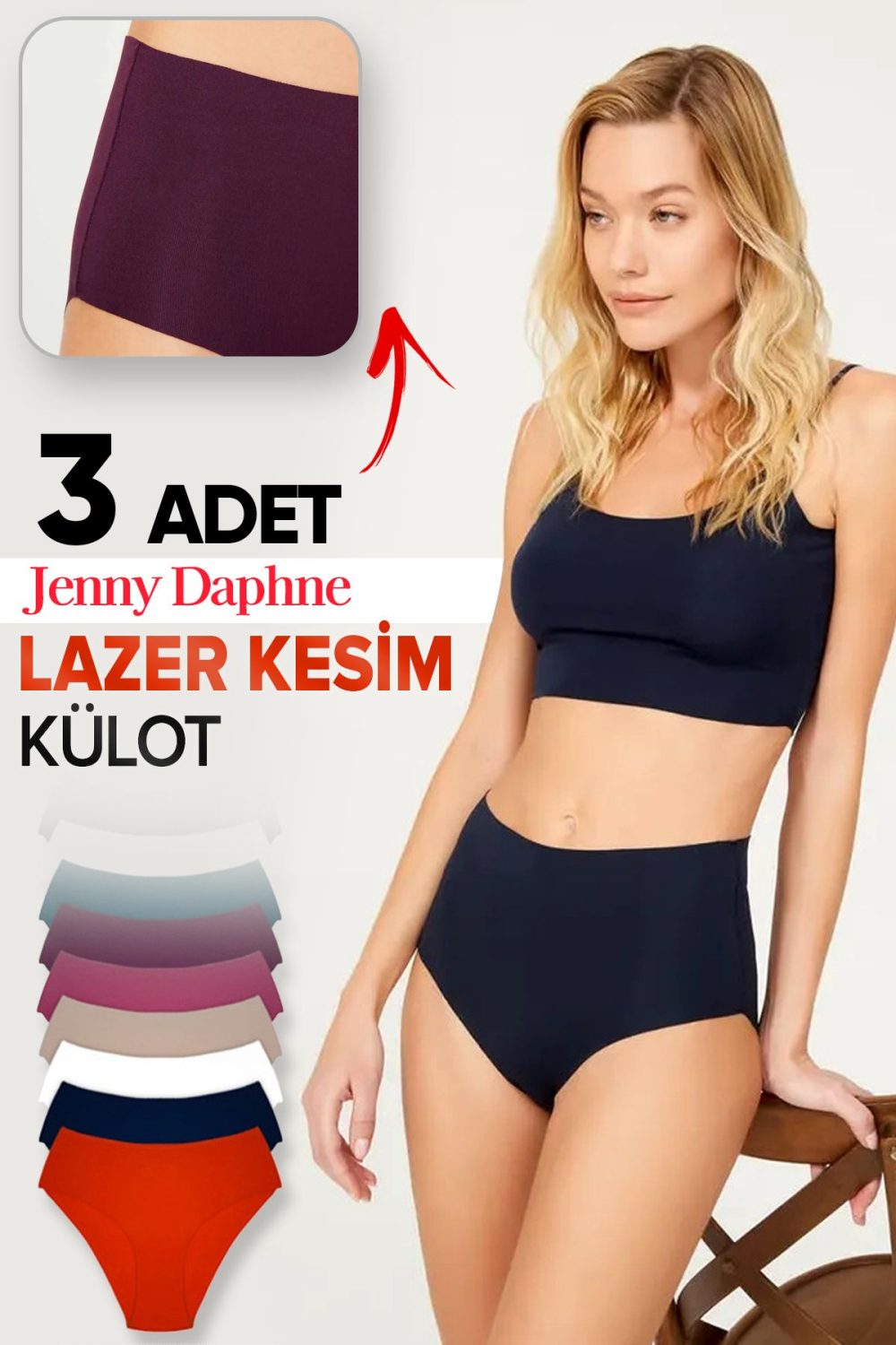 Yüksek Bel Basic Lazer Kesim İz Yapmayan Mikro Kumaş Bikini Külot 3'lü Paket