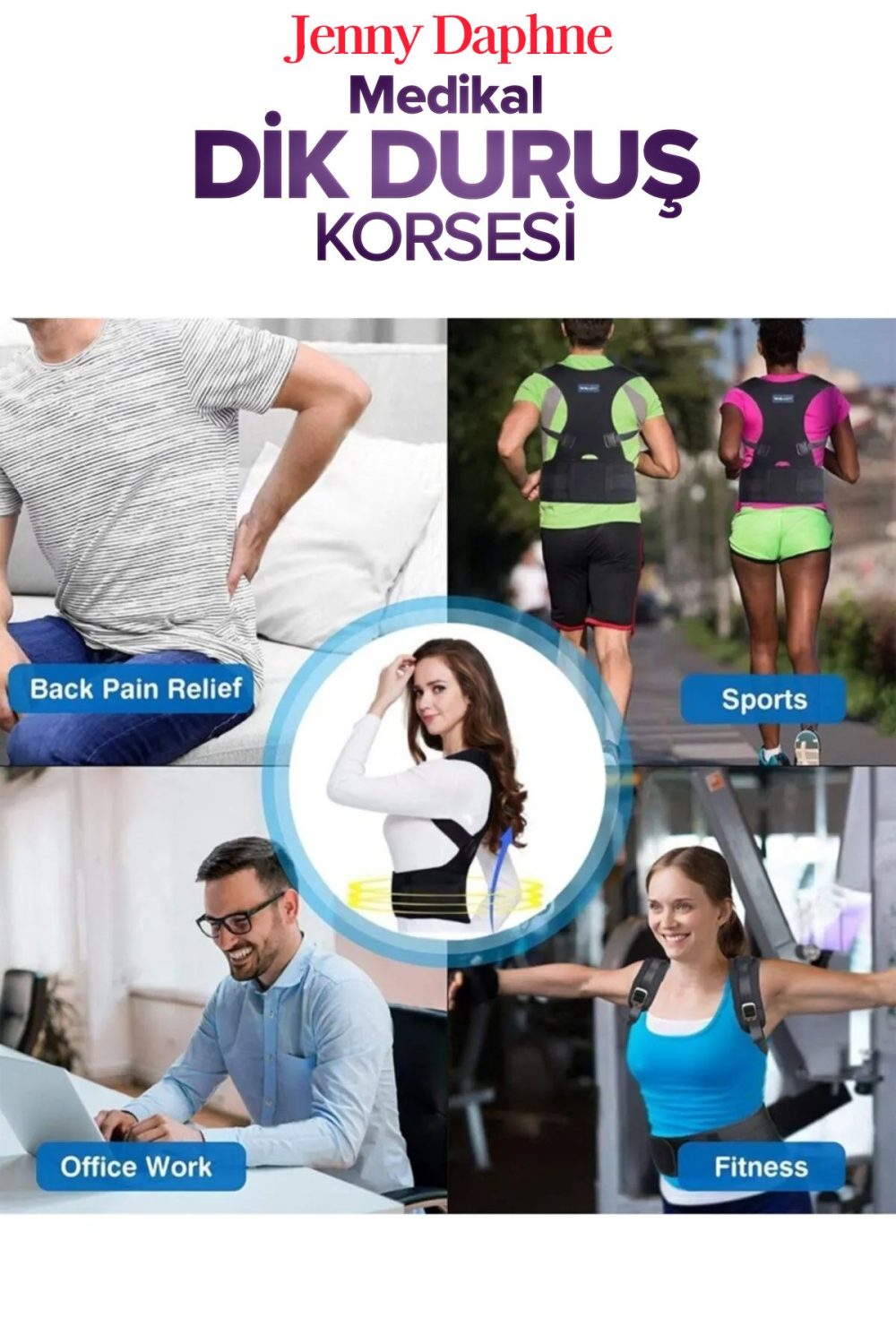 Dik Durus Korsesi Kambur Önleyici Korse Omuz Bel Sırt Korsesi Dik Duruş Yeleği PF-5004 - Görsel 3