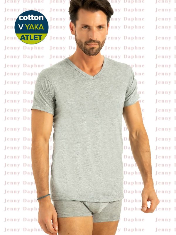 Terleme Yapmayan Cotton V Yaka Erkek Atlet 3 ADET 1004 - Görsel 3