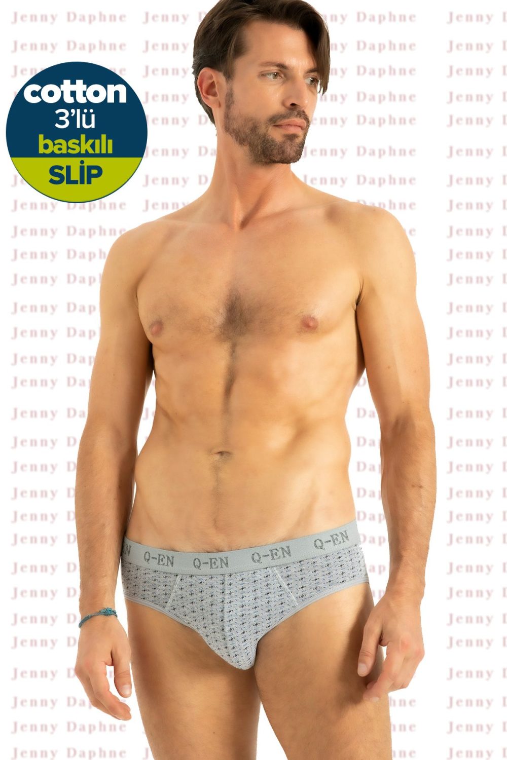 %100 Cotton Erkek Compact Cotton Baskılı Slip 3 Adet Q-EN 523 - Görsel 2