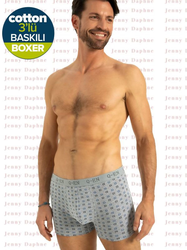 %100 COTTON Baskılı Boxer Kampanyalı 3 Adet - Görsel 2
