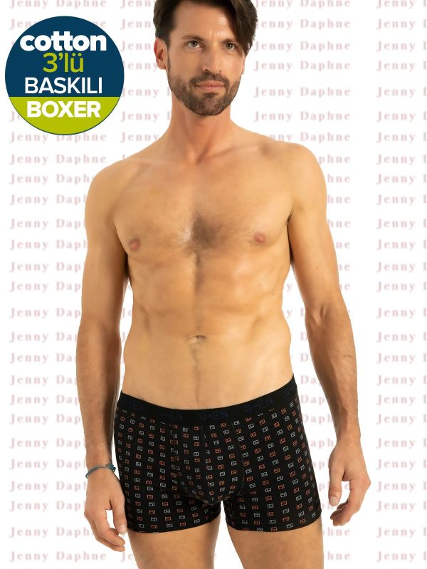 %100 COTTON Baskılı Boxer Kampanyalı 3 Adet - Görsel 3