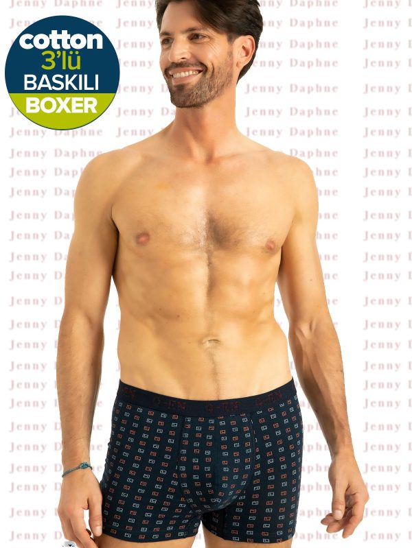%100 COTTON Baskılı Boxer Kampanyalı 3 Adet - Görsel 4