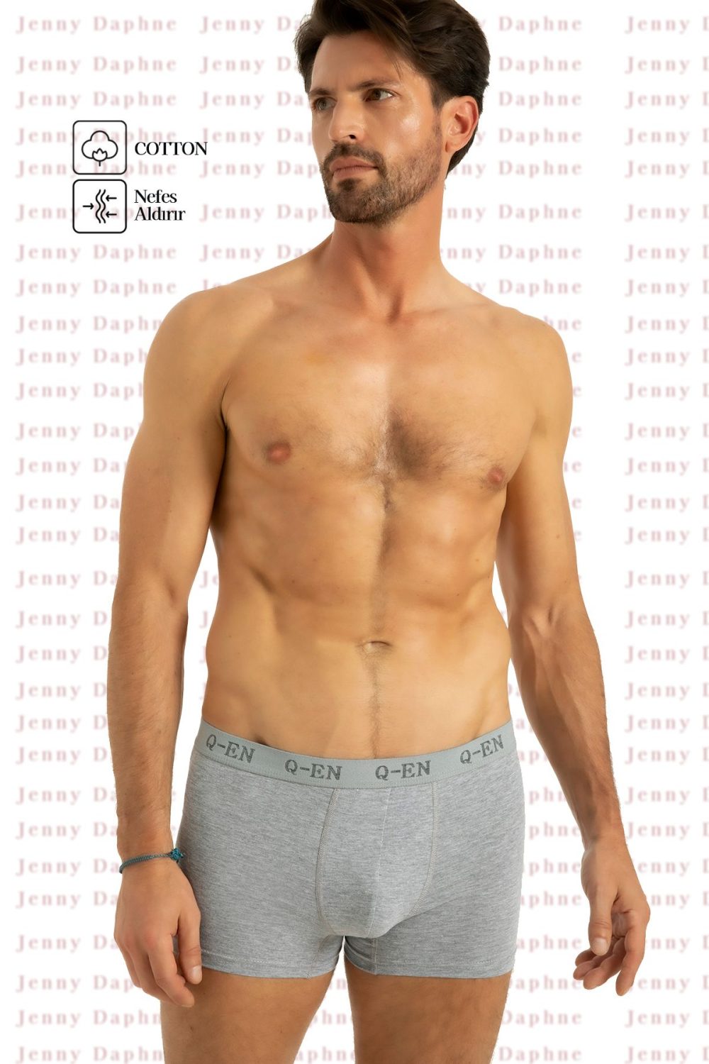 %100 COTTON 3 LÜ ERKEK BOXER QEN501 - Görsel 2