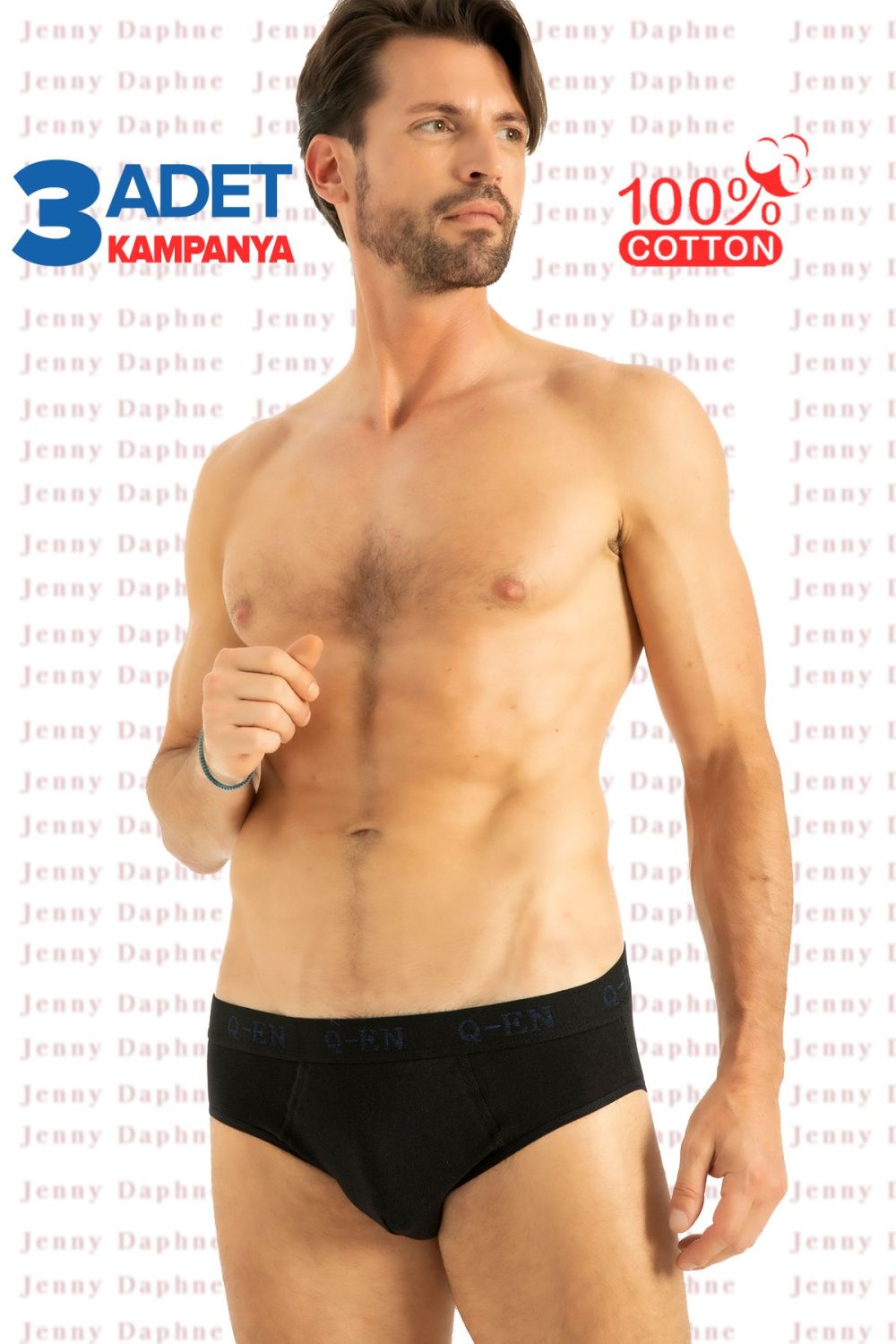 %100 COTTON 3 lü Paket Erkek Compact Cotton Slip - Görsel 3