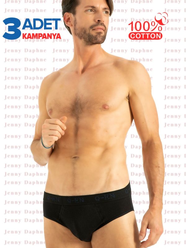 %100 COTTON 3 lü Paket Erkek Compact Cotton Slip - Görsel 3