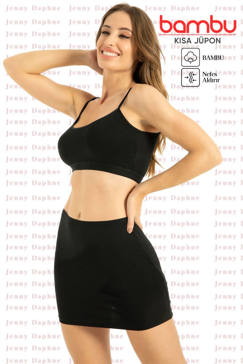 Bambu Kadın Mini Etek Astarı, Jüpon Kısa Dizüstü Astar, Bambu Kısa Jipon Astar