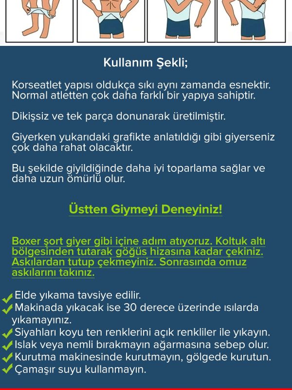 Erkek Korse Atlet Bel Göğüs Göbek Jinekomasti Toparlayıcı Sıkılaştırıcı Dik Duruşa Yardımcı Atlet - Görsel 4
