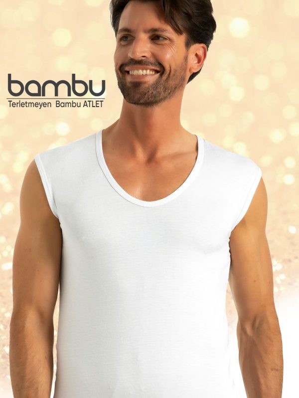 Terleme Yapmayan Sıfır Kol V Yaka Bambu Erkek Atlet QEN 601 - L