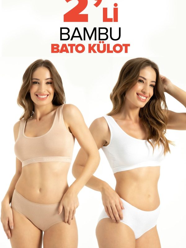Yumuşak İz Yapmayan Kadın BAMBU 2 li Battal Beden Külot QEN 906 - 3XL