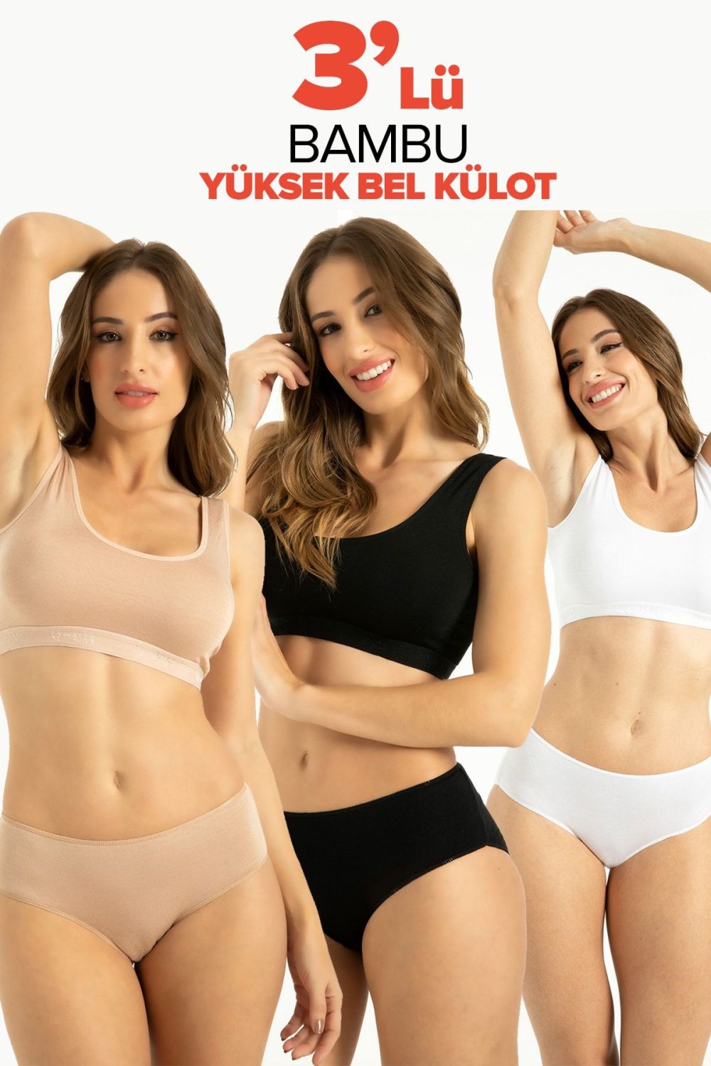 Kadın Yumuşak İz Yapmayan 3 lü Yüksek Bel Külot QEN 904