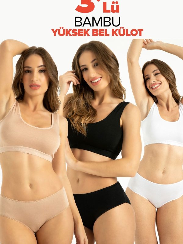 Kadın Yumuşak İz Yapmayan 3 lü Yüksek Bel Külot QEN 904 - S