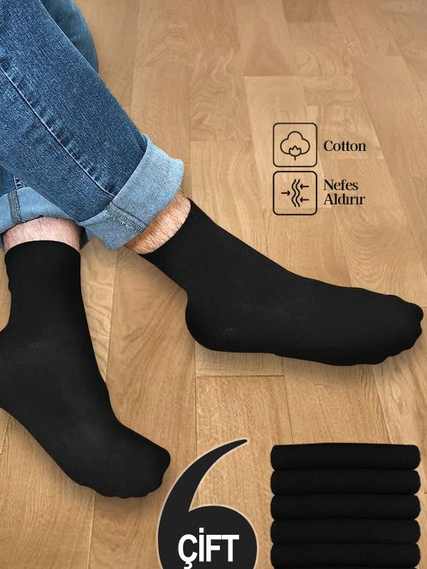6 ÇİFT EKONOMİK PAMUKLU DÜZ ERKEK SOKET ÇORAP