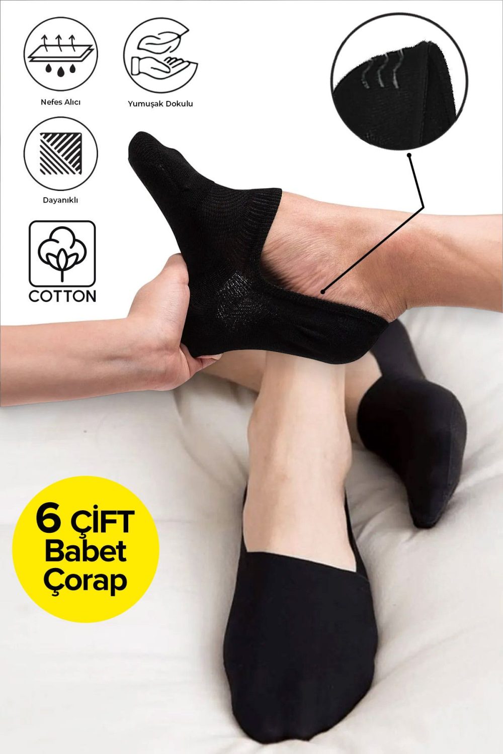 6 Çift Görünmez Cotton Babet Çorap