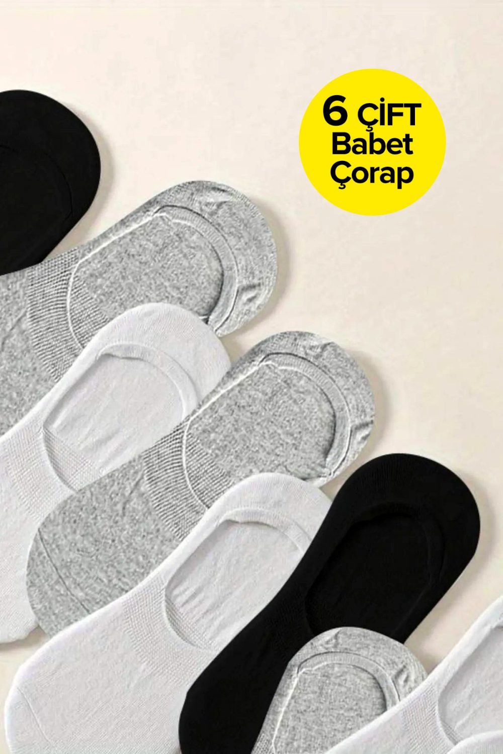 6 Çift Görünmez Cotton Babet Çorap - Görsel 3