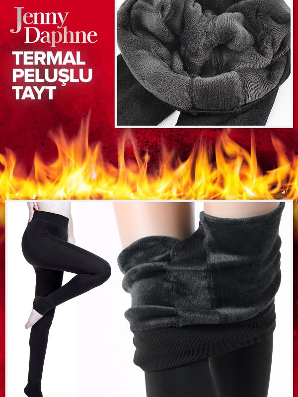 Siyah Termal Peluş Tayt