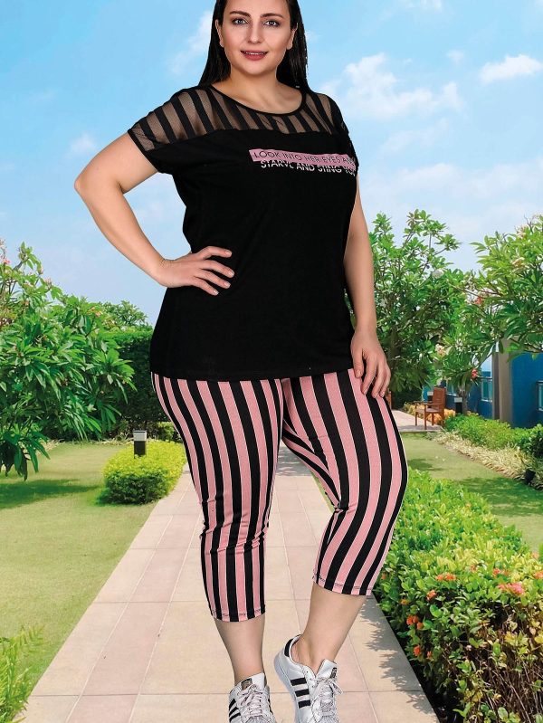 Lady Büyük Beden Kısa Kollu Kapri Pijama Takımı 10513 - 2XL