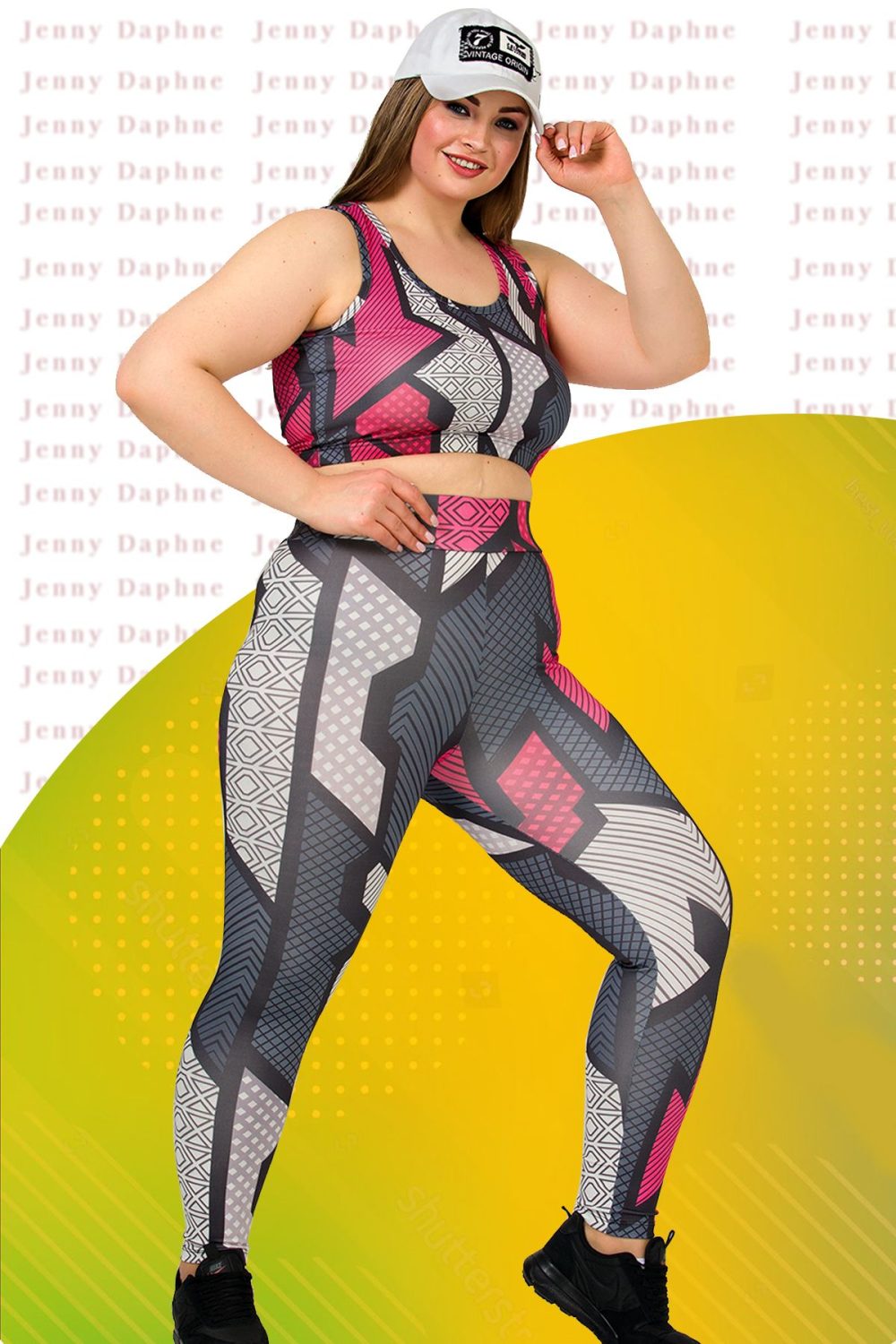 Lady Büyük Beden Fitness Tayt Crop Sporcu Takımı 1505