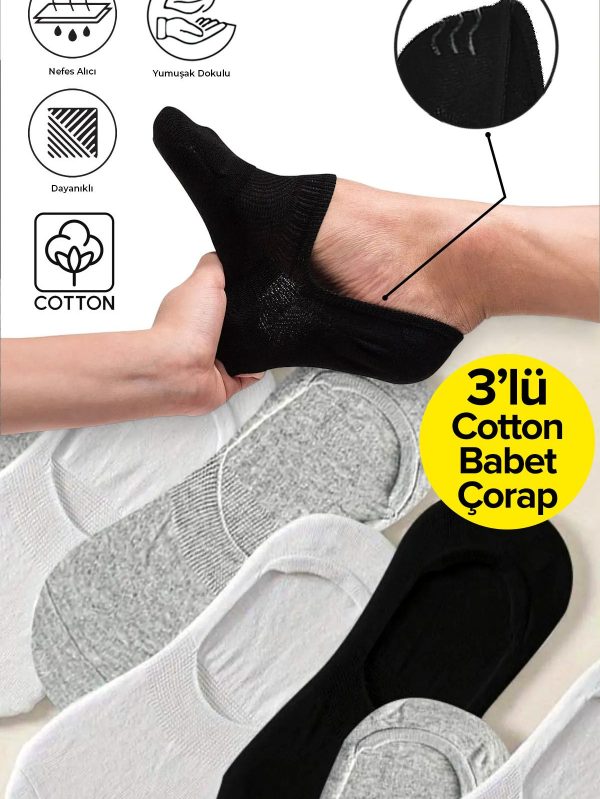 3 Çift Görünmez Cotton Babet Çorap