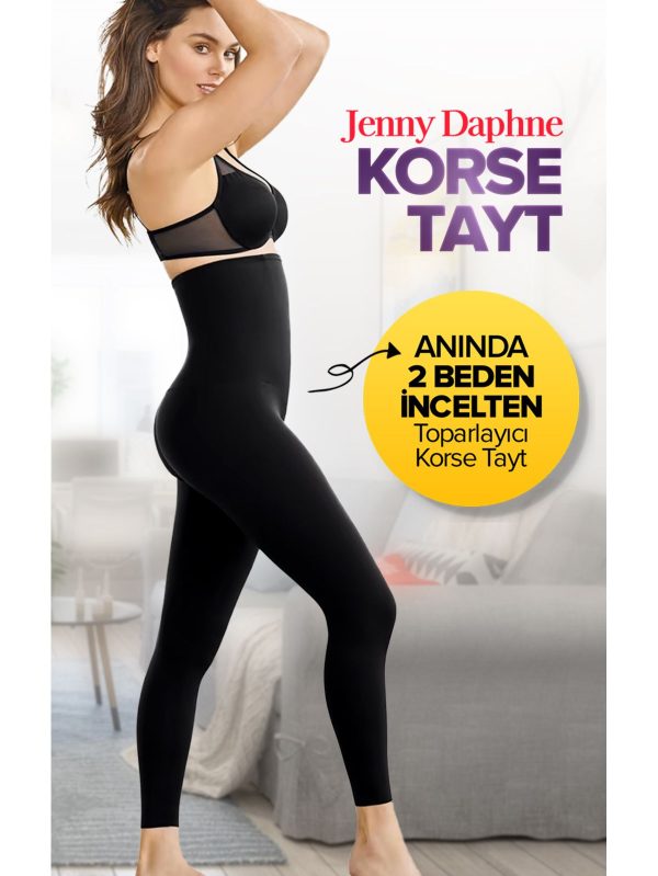 Toparlayıcı Inceltici Çift Kat Örme Kumaş Ekstra Yüksek Bel Korse Tayt - XL