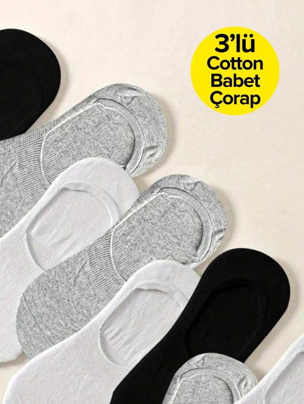 3 Çift Görünmez Cotton Babet Çorap - Görsel 2