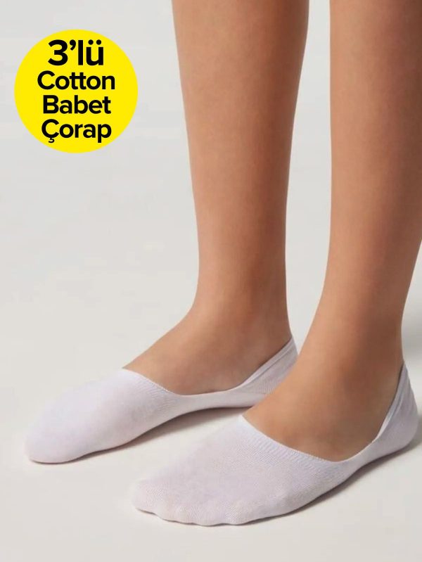 3 Çift Görünmez Cotton Babet Çorap - Görsel 3
