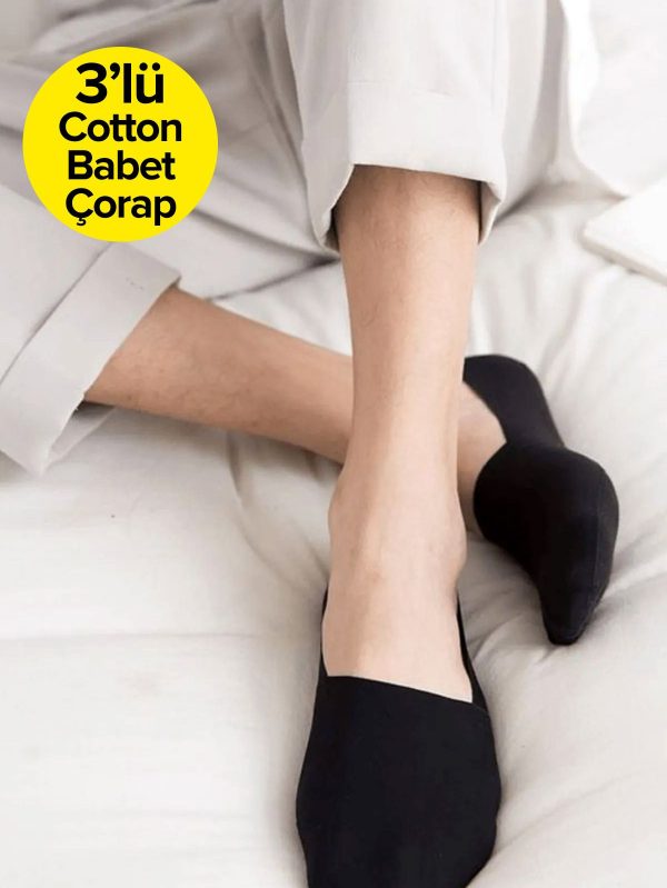 3 Çift Görünmez Cotton Babet Çorap - Görsel 4