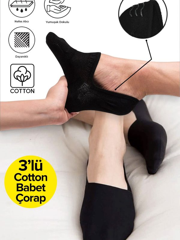 3 Çift Görünmez Cotton Babet Çorap - Görsel 5