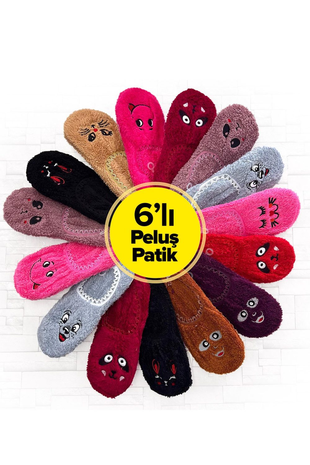 6 Çift KADIN Peluş Babet Kışlık Kalın Ev Çorabı