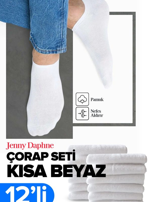 12 Çift Ekonomik Basic Model Pamuklu Patik Kısa Bilek Çorap - 40-44
