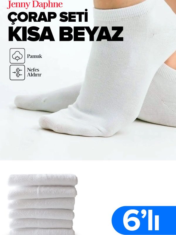 6 Çift Ekonomik Basic Model Pamuklu Patik Kısa Bilek Çorap - Görsel 3