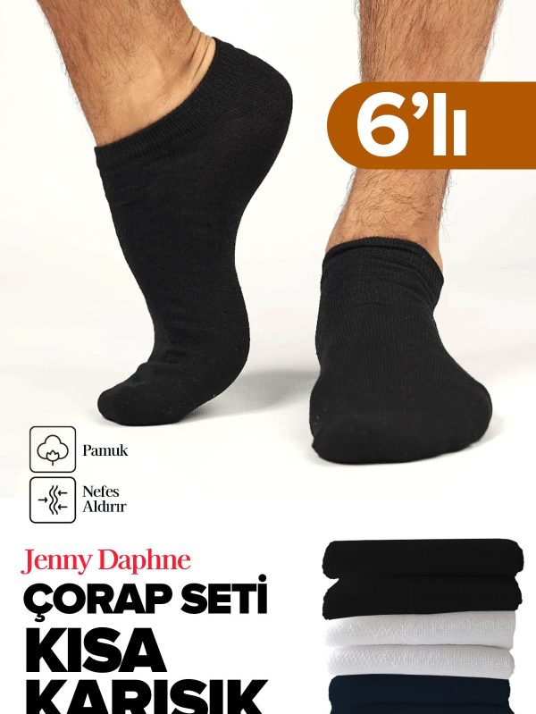 6 Çift Ekonomik Basic Model Pamuklu Patik Kısa Bilek Çorap - 36-41