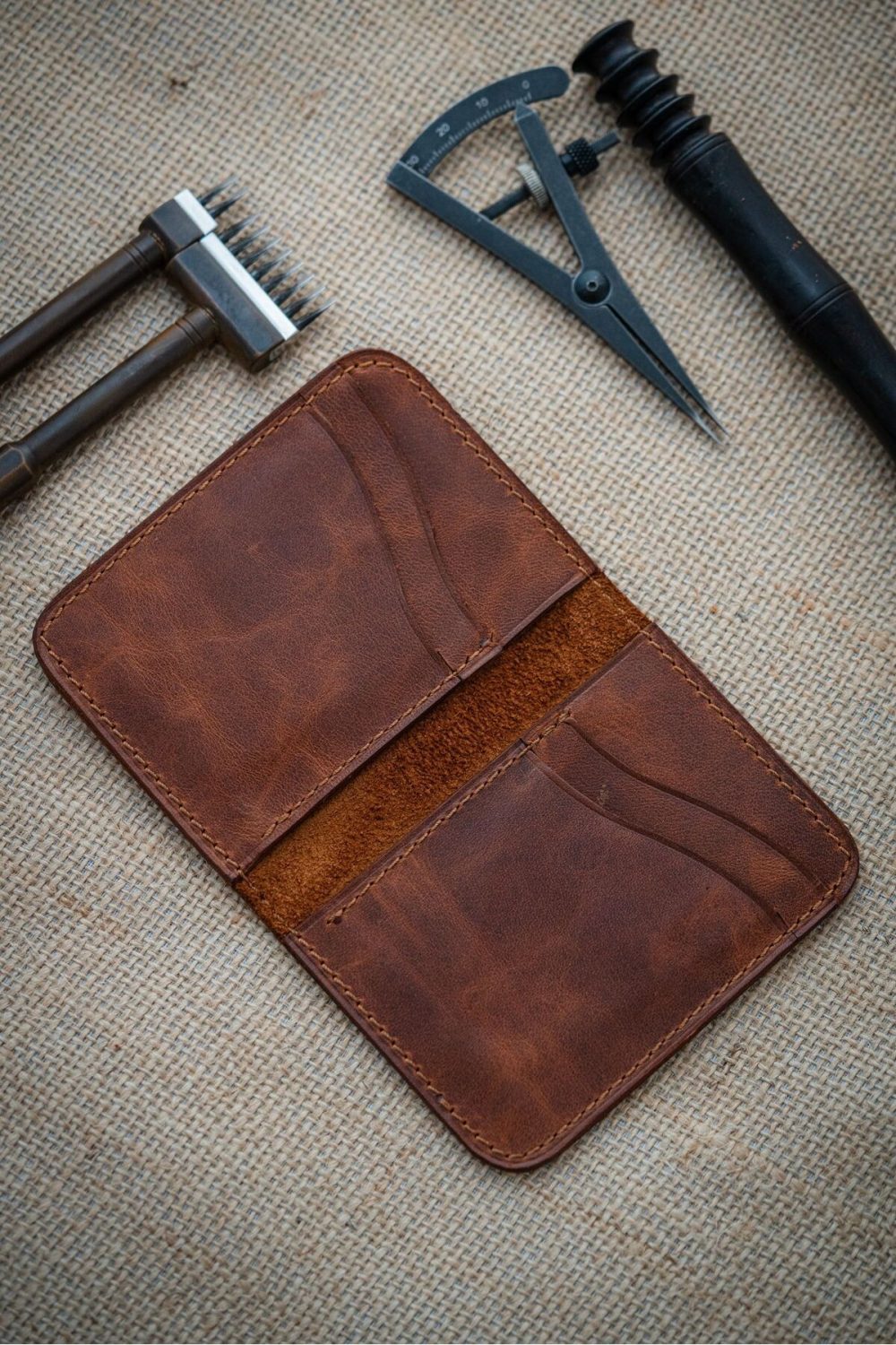 11x8cm %100 El Yapımı Deri Cüzdan - Görsel 2