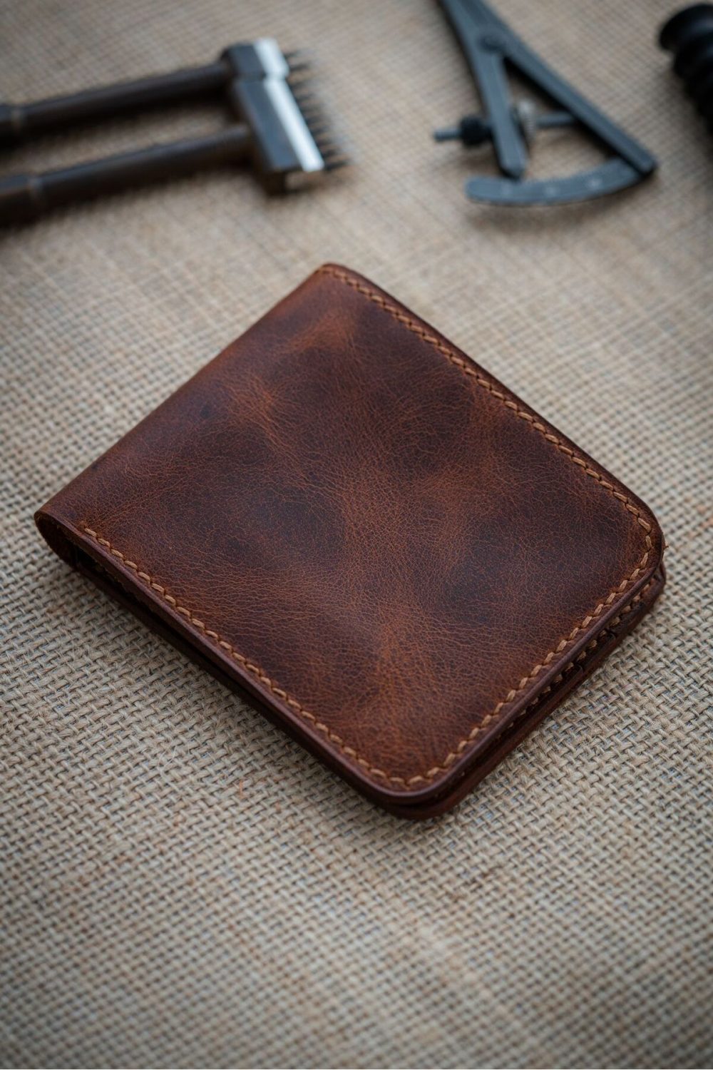 11x8cm %100 El Yapımı Deri Cüzdan - Görsel 4
