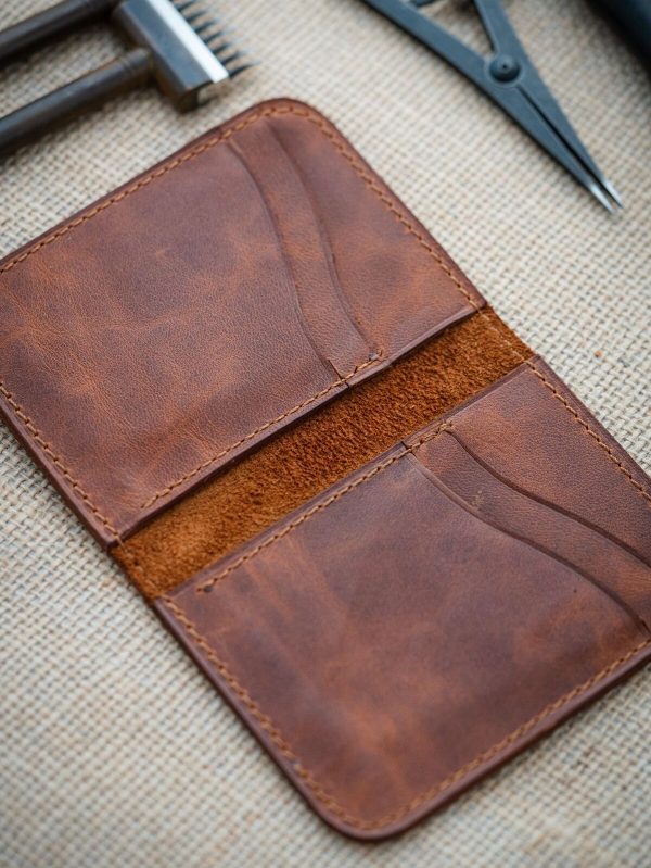 11x8cm %100 El Yapımı Deri Cüzdan - Görsel 5