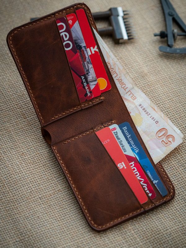 9x11cm %100 Yatay El Yapımı Deri Cüzdan