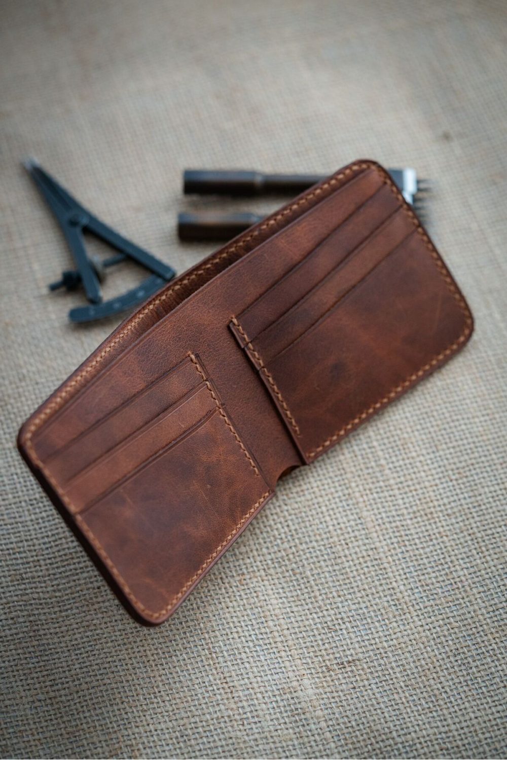 9x11cm %100 Yatay El Yapımı Deri Cüzdan - Görsel 3