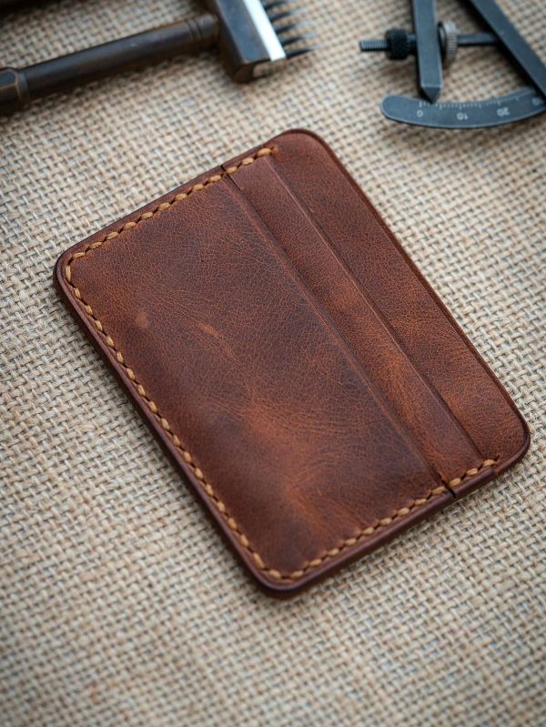 10,5x8cm %100 El Yapımı Deri Cüzdan