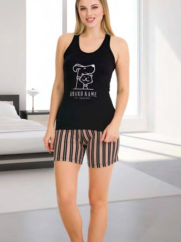 Lady Normal Beden Şortlu Pijama Takımı 7711 - Görsel 2