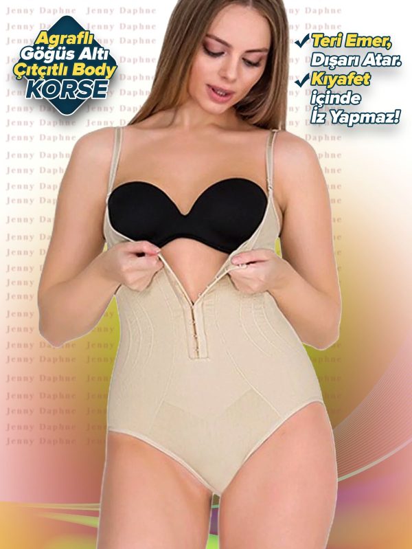 önden agraflı ince askılı çıtçıtlı sıkılaştırıcı badi korse formtime - 9105 - 2XL
