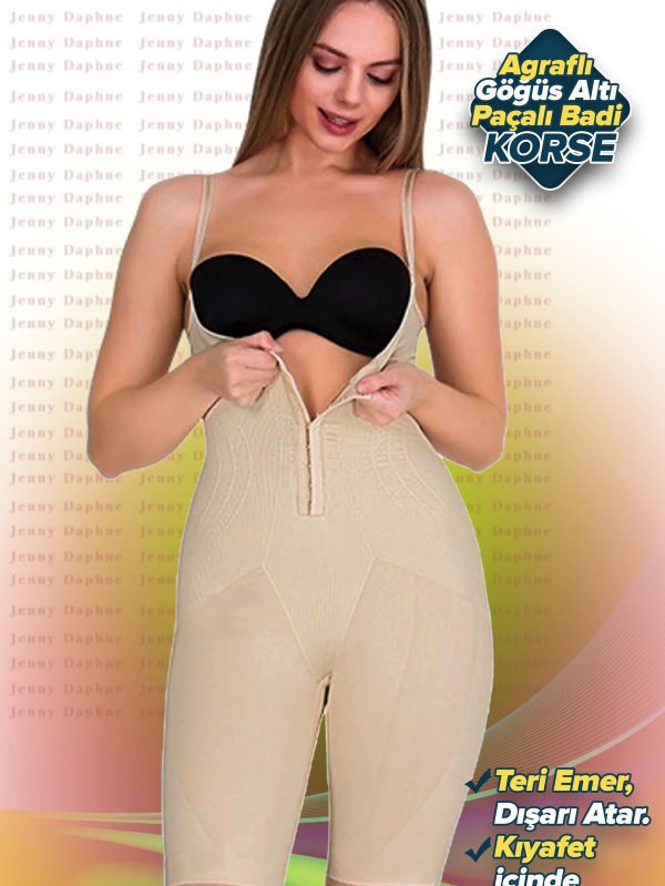 önden agraflı gögüs altı paçalı badi korse formtime - 9106 - L/XL