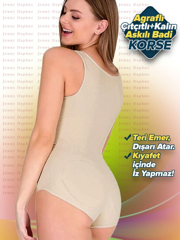 önden agraflı kalın askılı çıtçıtlı sıkılaştırıcı badi korse formtime - 9109 - Görsel 2