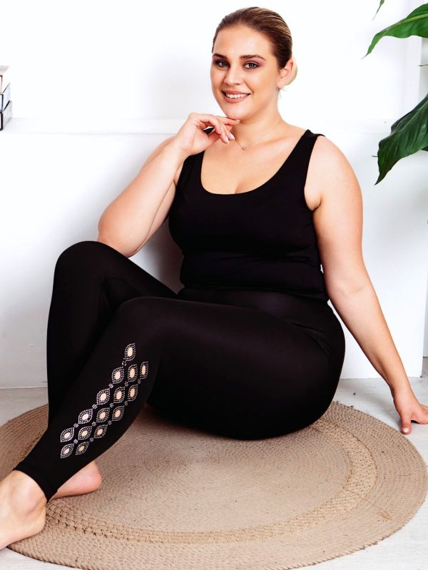 Büyük Beden Yüksek Bel Taş Detaylı Tayt Lady 1123 - 5XL