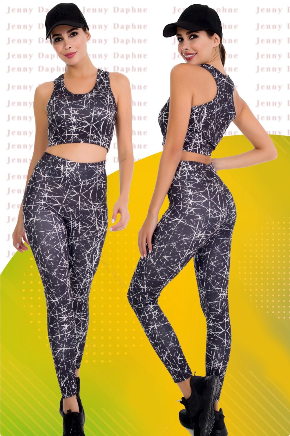 Sporcu Fitness Uzun Tayt ve Crop Takım 3038