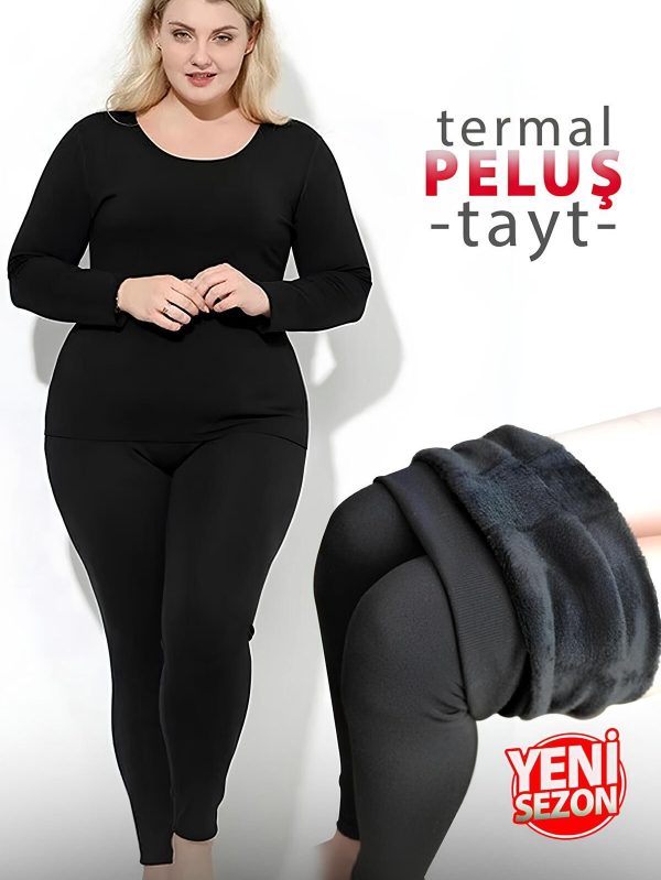 Yumuşacık İç Yüzeyi Peluşlu Büyük Beden Termal Tayt - 5XL