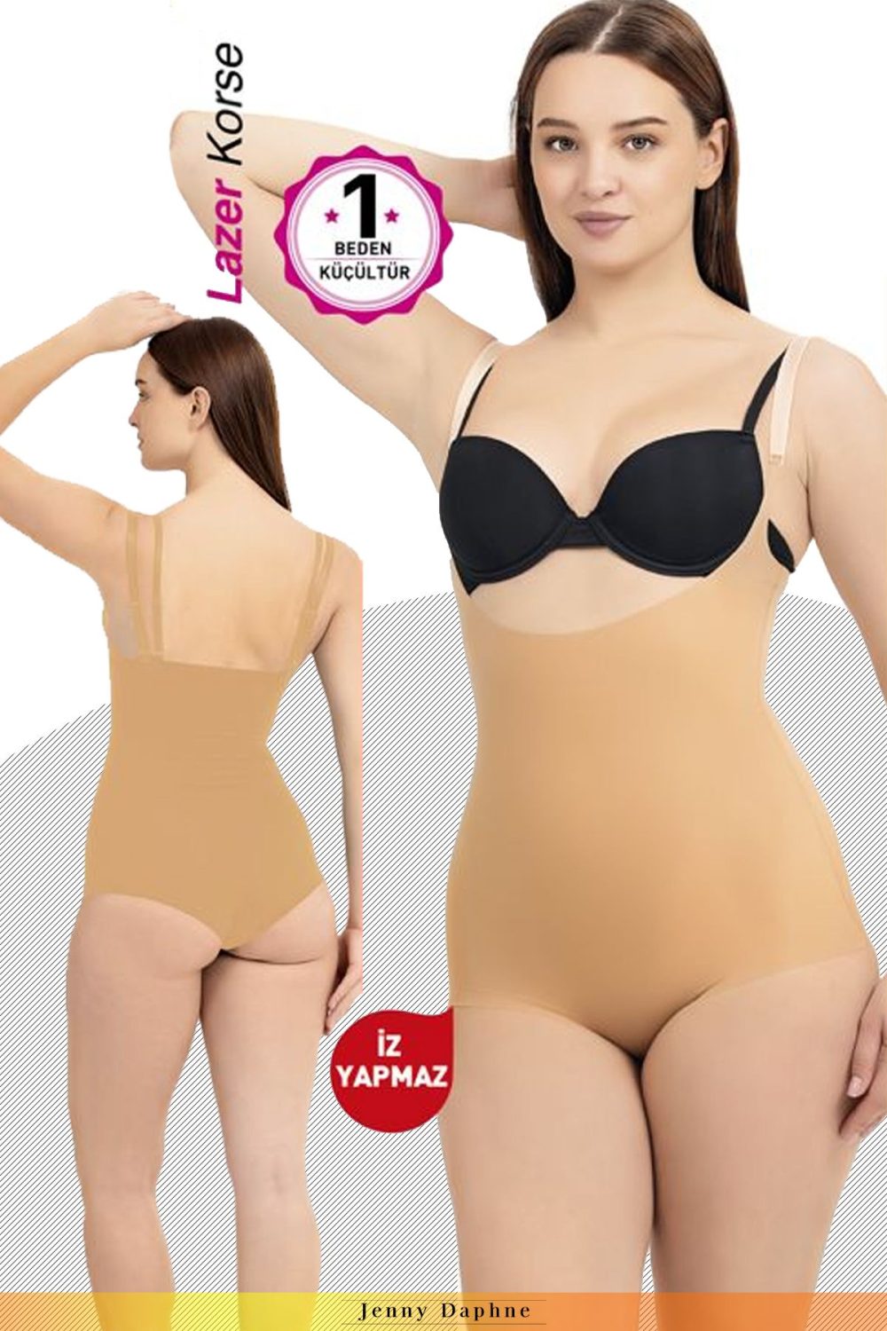Lazer kesim iz yapmayan toparlayıcı göğüs altı çıtçıtlı bady korse 8005