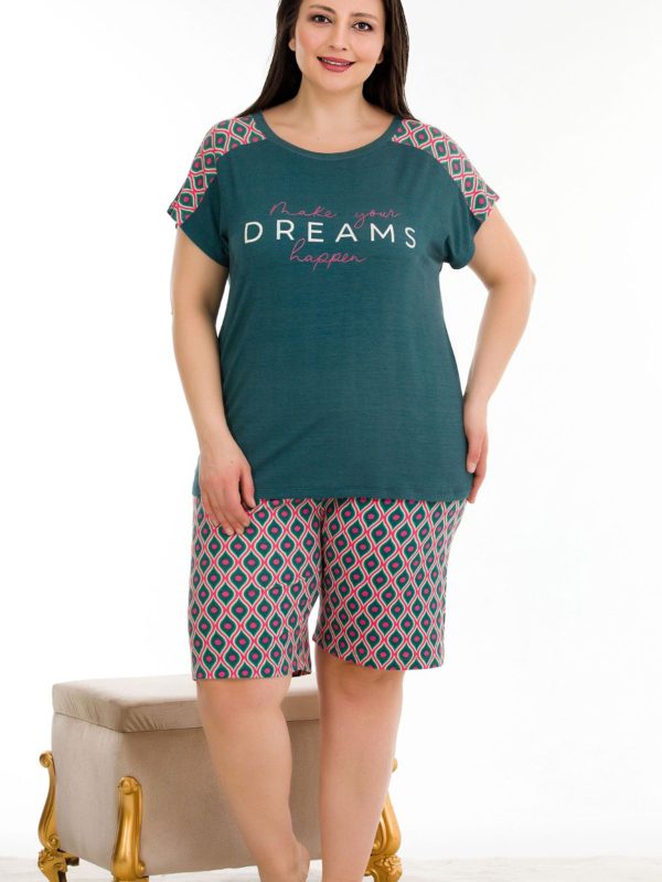 Lady Büyük Beden Kısa Kol Şortlu Pijama Takımı 10388 - 3XL