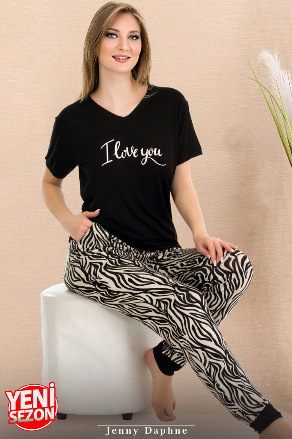 Lady Leopar Desenli Pijama Takımı 12548 - Görsel 5